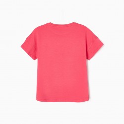 COTTON T-SHIRT FOR GIRL 'HELLO', PINK