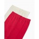 PACK 2 MICROFIBER TIGHTS FOR GIRL, RED/WHITE