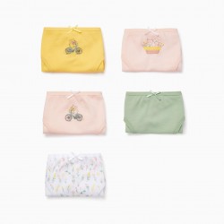 PACK 5 COTTON PANTIES FOR GIRL 'FLOWERS AND CATS', MULTICOLORED