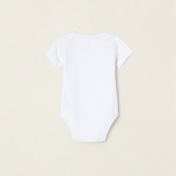 PACK 5 COTTON BODIES FOR BABY AND NEWBORN 'ANIMAL', WHITE