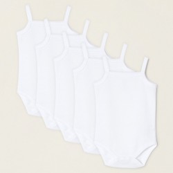 PACK 5 BODIES OF SMOOTH COTTON STRAPS FOR BABY AND NEWBORN, WHITE
