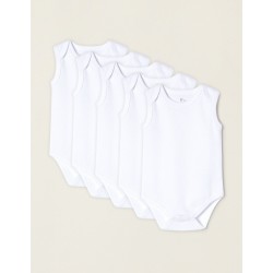 PACK 5 SMOOTH COTTON BODIES FOR BABY AND NEWBORN, WHITE