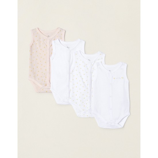 PACK SLEEVELESS COTTON BODIES FOR BABY AND NEWBORN, PINK/WHITE
