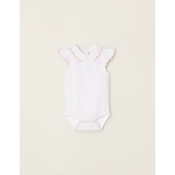 COTTON BODY WITH BALLS FOR NEWBORN, WHITE/PINK