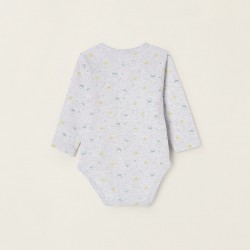 PACK 4 BABY COTTON BODIES 'FROGS AND CHICKS', WHITE/GREY