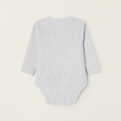 PACK 4 COTTON CROSS BODIES FOR NEWBORN 'MOONS AND STARS', WHITE/BLUE