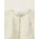 KNITTED JACKET WITH BUTTON FOR NEWBORN, WHITE