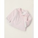 VELVET JACKET WITH COTTON RUFFLE FOR NEWBORN, PINK