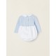 NEWBORN KNITTED TWO-WOVEN JUMPSUIT, WHITE/BLUE