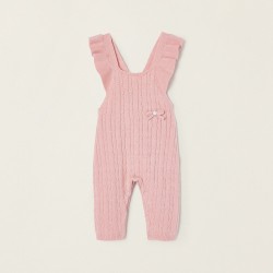 BRAIDED KNITTED JUMPSUIT FOR NEWBORN, PINK