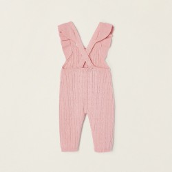 BRAIDED KNITTED JUMPSUIT FOR NEWBORN, PINK
