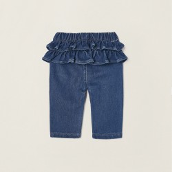 COTTON FRILLY PANTS FOR NEWBORN, BLUE
