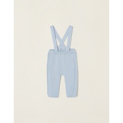 KNITTED PANTS WITH STRAPS FOR NEWBORN, BLUE