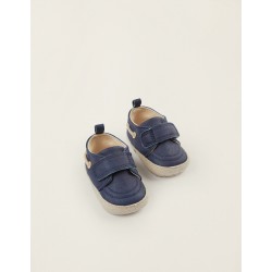 BOAT SHOES WITH JUTE FOR NEWBORN, DARK BLUE/BEIGE