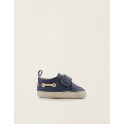 BOAT SHOES WITH JUTE FOR NEWBORN, DARK BLUE/BEIGE