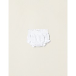 COTTON DIAPER COVER WITH ENGLISH EMBROIDERY FOR NEWBORN, WHITE