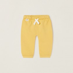 COTTON PANTS WITH FRILLS FOR NEWBORNS, YELLOW