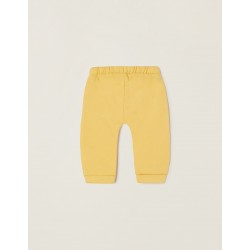 COTTON PANTS WITH FRILLS FOR NEWBORNS, YELLOW