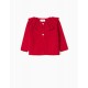 BABY GIRL 'B&S' KNIT JACKET WITH RUFFLES, RED