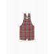 BABY BOY 'B & S' PLAID DUNGAREES-SHORTS, RED/GREY