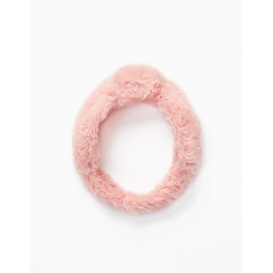 FLUFFY HAIR RIBBON FOR BABY AND GIRL, PINK