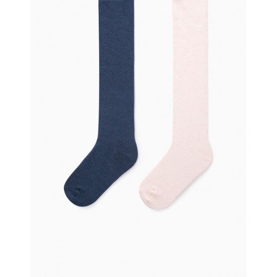2 GIRL TIGHTS, PINK/BLUE