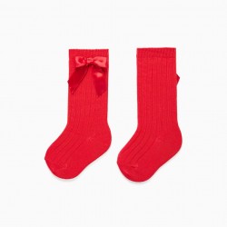 HIGH LACE SOCKS FOR BABY GIRL, RED