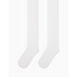 KNIT TIGHTS FOR GIRLS, WHITE