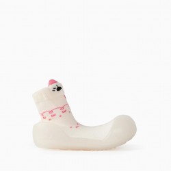 SOCKS WITH SOLE FOR BABY GIRL 'STEPPIES', PINK