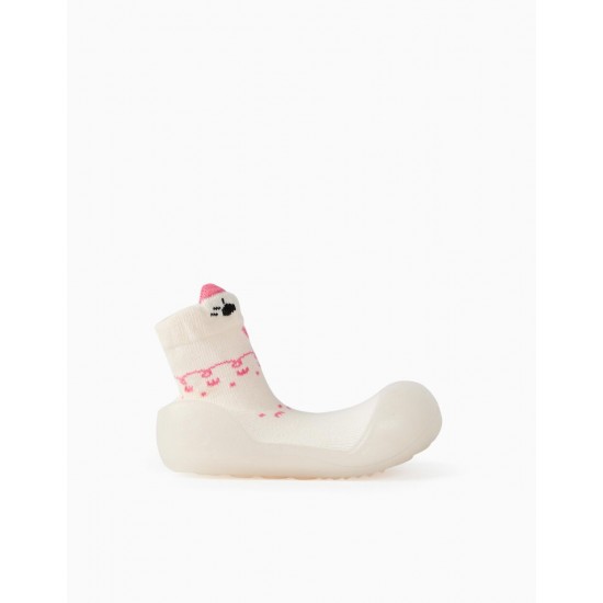 SOCKS WITH SOLE FOR BABY GIRL 'STEPPIES', PINK