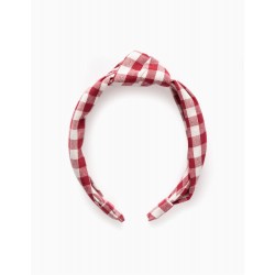 VICHY HEADBAND FOR GIRL, RED/WHITE