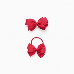 CROSSBAR + ELASTIC WITH BOW FOR BABY AND GIRL, RED