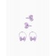 2 HOOKS + 2 ELASTIC BANDS WITH BOWS FOR BABY AND GIRL, LILAC