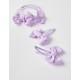 2 HOOKS + 2 ELASTIC BANDS WITH BOWS FOR BABY AND GIRL, LILAC