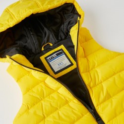 HOODED QUILTED VEST FOR BOYS, YELLOW
