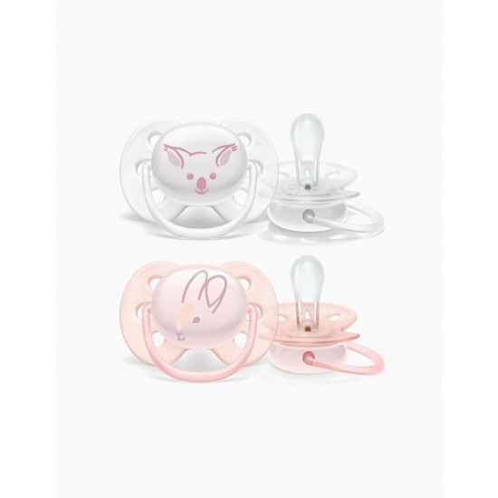 2 ULTRA SOFT SILICONE DECO PACIFIERS 0-6M PHILIPS/AVENT
