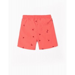 EMBROIDERED BOARDSHORTS FOR BOYS, CORAL