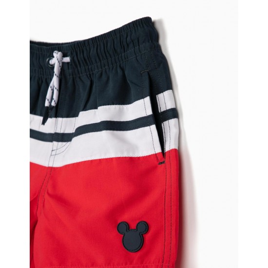 SWIM SHORTS FOR BABY BOYS, 'MICKEY MOUSE', RED/WHITE/BLUE