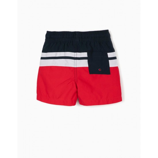 SWIM SHORTS FOR BABY BOYS, 'MICKEY MOUSE', RED/WHITE/BLUE