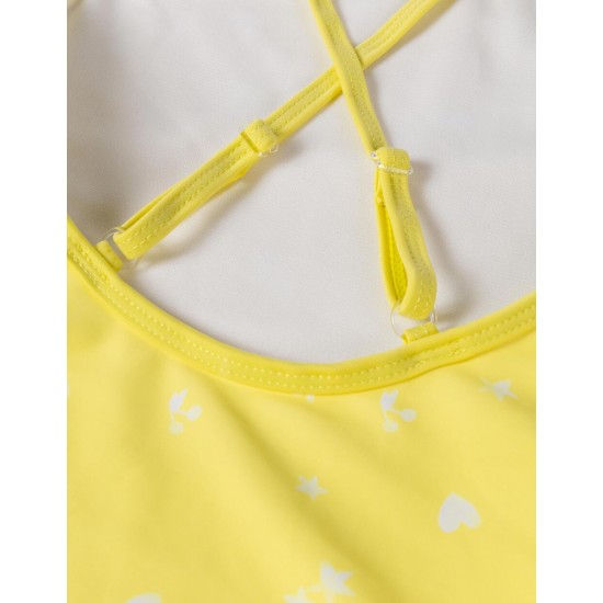 PRINTED SWIMSUIT FOR GIRL, YELLOW