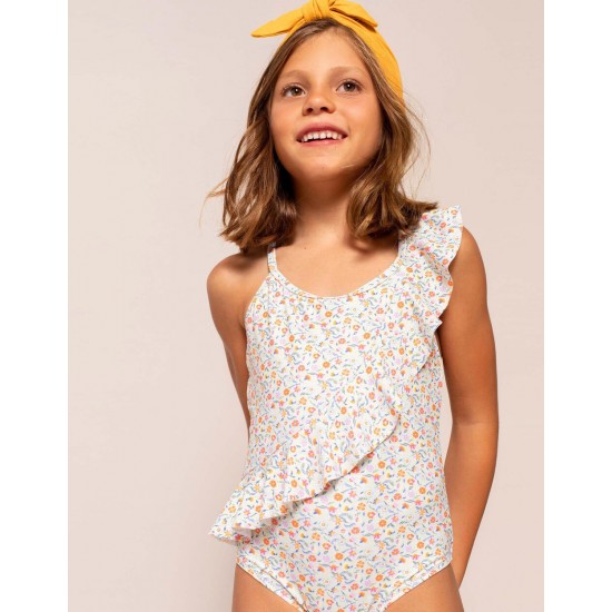 SWIMSUIT UV 80 PROTECTION FOR GIRLS 'FLOWERS', MULTICOLOR