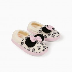 SLIPPERS FOR GIRLS, 'MINNIE MOUSE', WHITE/PINK