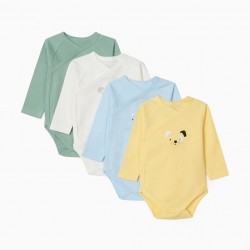 4 LONG SLEEVE BODYSUITS FOR BABY 'ANIMALS', MULTICOLORED