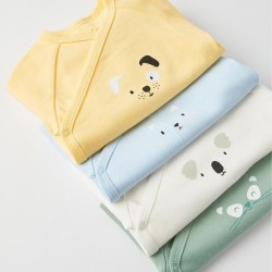4 LONG SLEEVE BODYSUITS FOR BABY 'ANIMALS', MULTICOLORED
