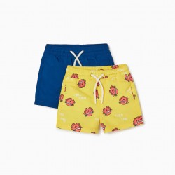 2 SWIMSUITS SHORTS FOR BABY BOY 'OCTOPUS', YELLOW, BLUE