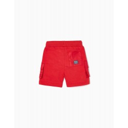COTTON SHORTS WITH CARGO POCKETS FOR BABY BOY, RED