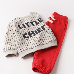 BABY BOY TRACKSUIT 'LITTLE CHIEF', GREY/RED
