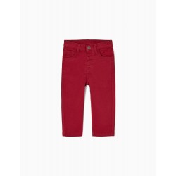 TROUSERS IN COTTON TWILL FOR BABY BOY, RED