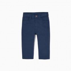 PANTS IN COTTON TWILL FOR BABY BOY, DARK BLUE