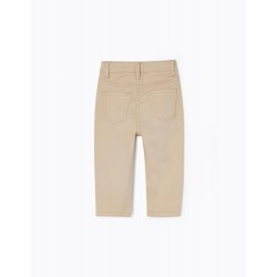 TROUSERS IN COTTON TWILL FOR BABY BOY, BEIGE